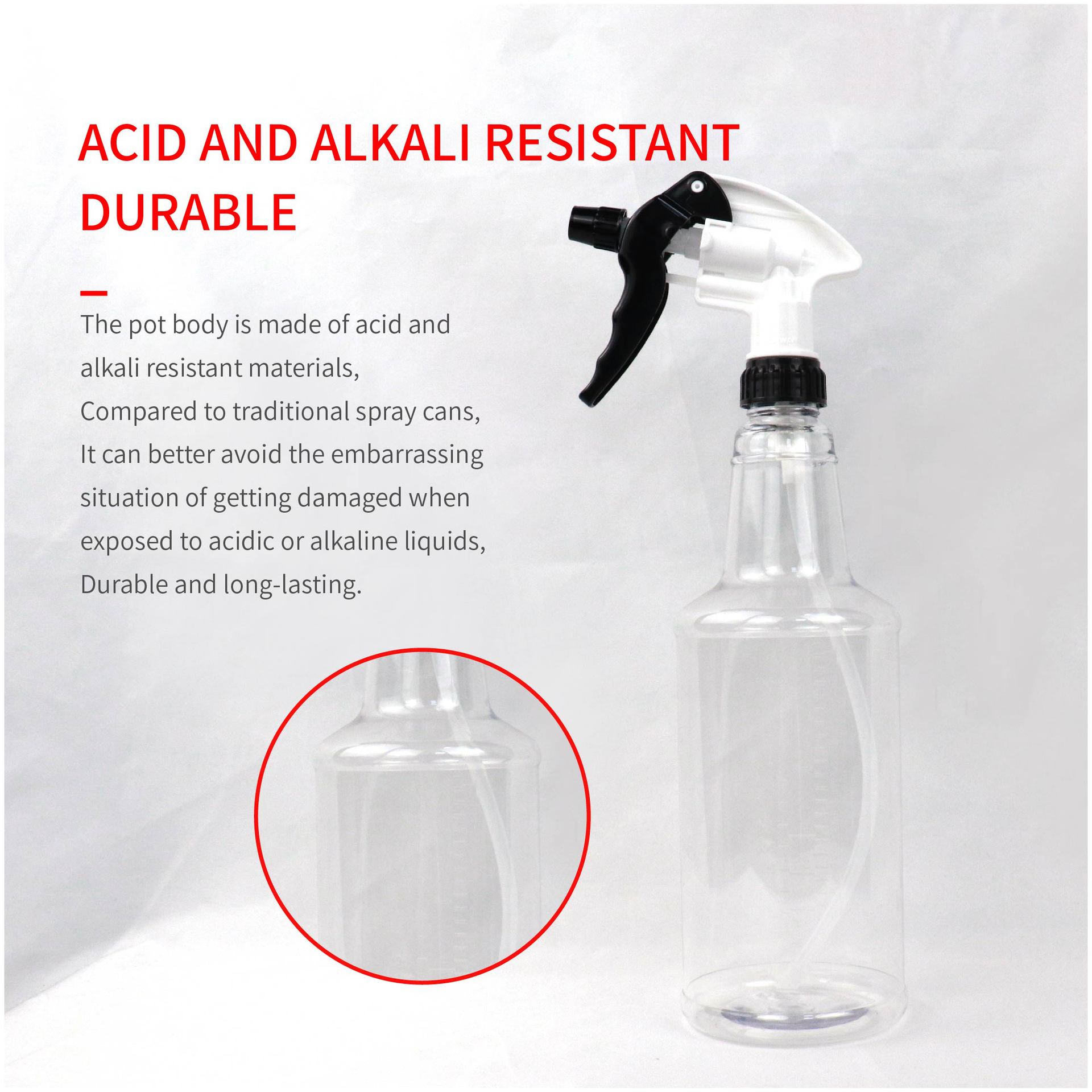 Cross-Border Acid and Alkali Resistant Foam Spray Bottle Car Beauty Car Wash Cleaning Supplies Transparent Spray Head