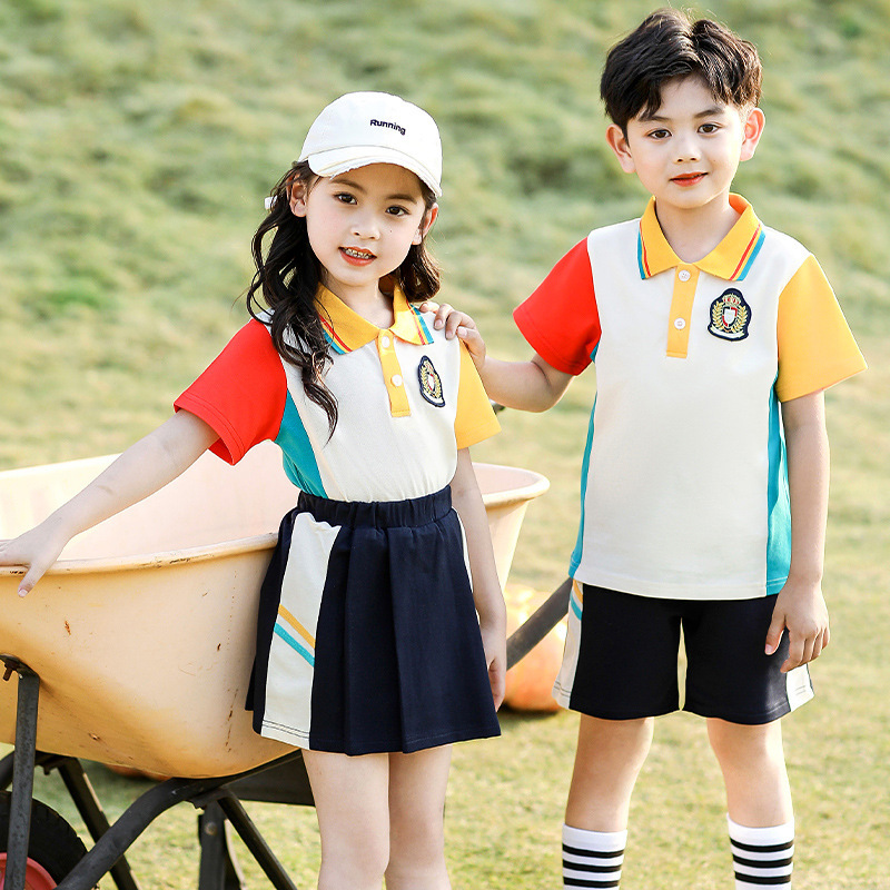 幼兒園園服夏裝學院風兒童班服夏季短袖運動服小學生校服純棉套裝