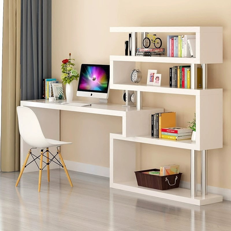 Rotating Computer Desk Desktop Home Bedroom Table Simple Bookcase Integrated Corner Desk Bookshelf Combination Writing Desk