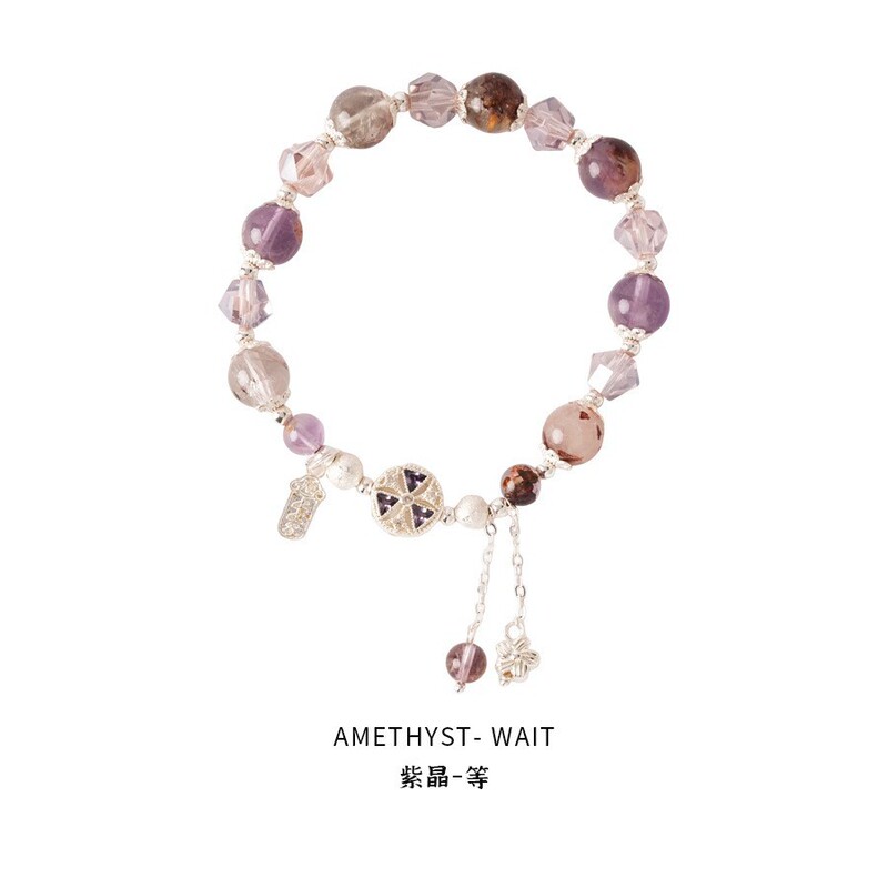Hanluo~アクアマリンビーズプルブレスレット、ファッショナブルなニッチで絶妙な気質のブレスレット、軽い高級感、ハイエンドで多用途なハンドアクセサリー|undefined