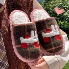情侣卡通可爱棉拖鞋女款冬季2025新款抗菌保暖毛绒木地板拖鞋男款