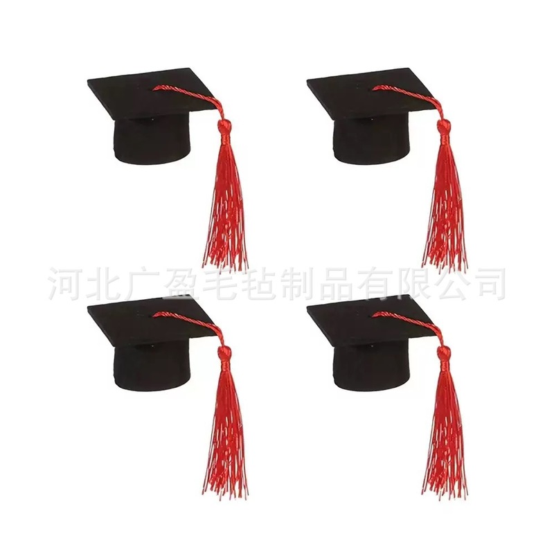 迷你毛毡博士帽毕业季装饰流苏学士学位帽公仔酒瓶花束装饰帽|undefined