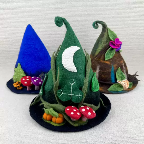 Wool felt handmade hat felt hat cartoon cute three-dimensional performance flower hat witch hat