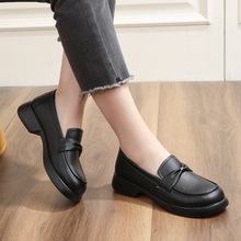 新款女士单鞋一脚蹬软底黑色工作单鞋舒适外穿百搭妈妈鞋乐福鞋