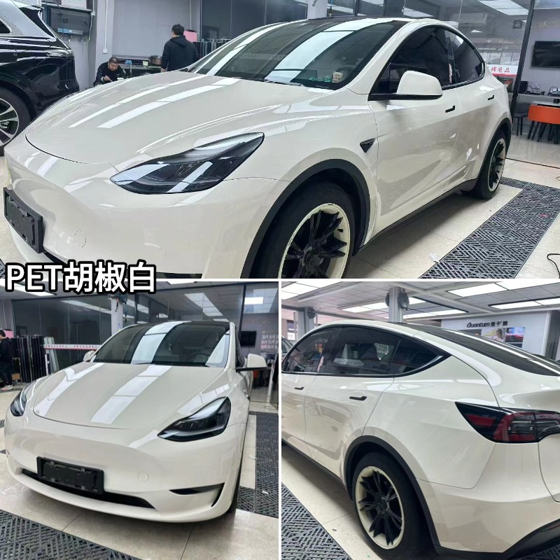 Car Wrap Film for Color Change, Pet Material, Full Car Wrap Film in Glacier Blue and Piano White, Leaves No Residue on the Car Body