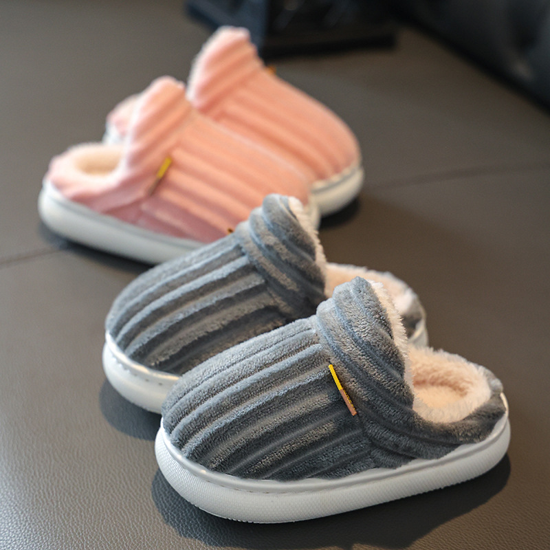 Zapatillas de algodón para bebés de invierno, niños y niñas, bebés de 1-3 años, 2 zapatillas de algodón para niños de fondo grueso antideslizante para interiores