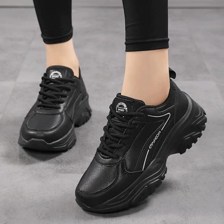 秋季新款休闲运动鞋女2025新款秋冬皮面女鞋春秋款学生轻便老爹鞋
