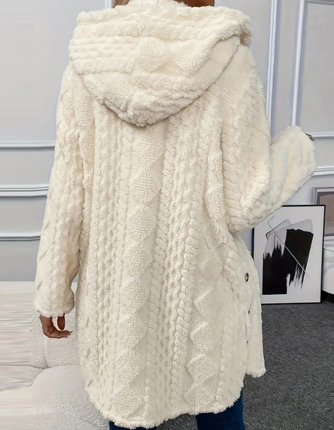 Women's Jacket Hooded Cardigan Button Long Sleeve Casual Winter_voghion.com