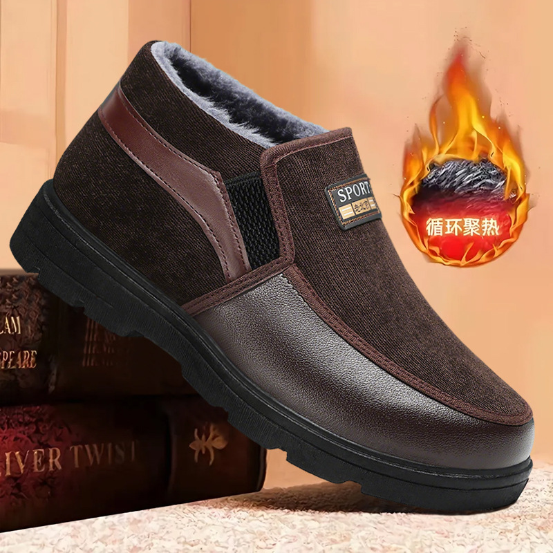 Zapatos de algodón para hombres de invierno nuevas botas para hombres con terciopelo grueso zapatos de ancianos calentamiento para hombres botas de algodón cómodas con suela gruesa