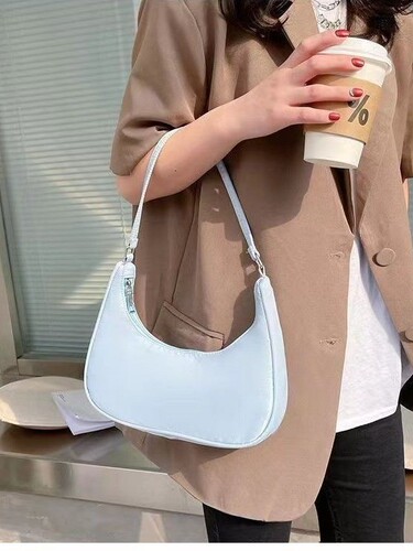 Korean style nylon underarm bag for women 2024 new fashionable dumpling bag, high-quality solid color shoulder bag, light small satchel