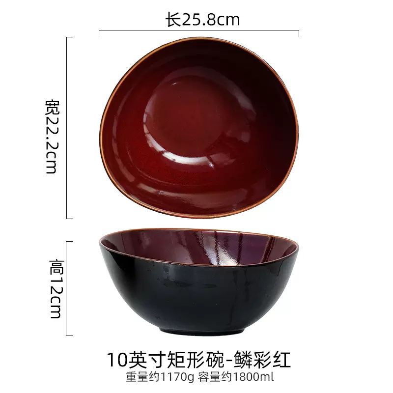 Cuencos de sopa de color europeo de color esmalte transfronterizo cuencos de arroz irregulares de cerámica cuencos de ensalada de frutas cuencos de ramen grandes