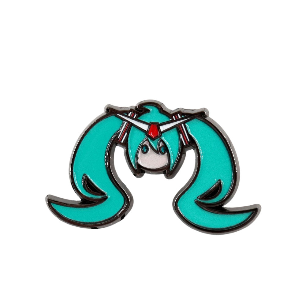 Hatsune Miku Q-version metal brooch, Hatsune Miku fan-made enamel badge, cute cartoon accessory for collars and bags