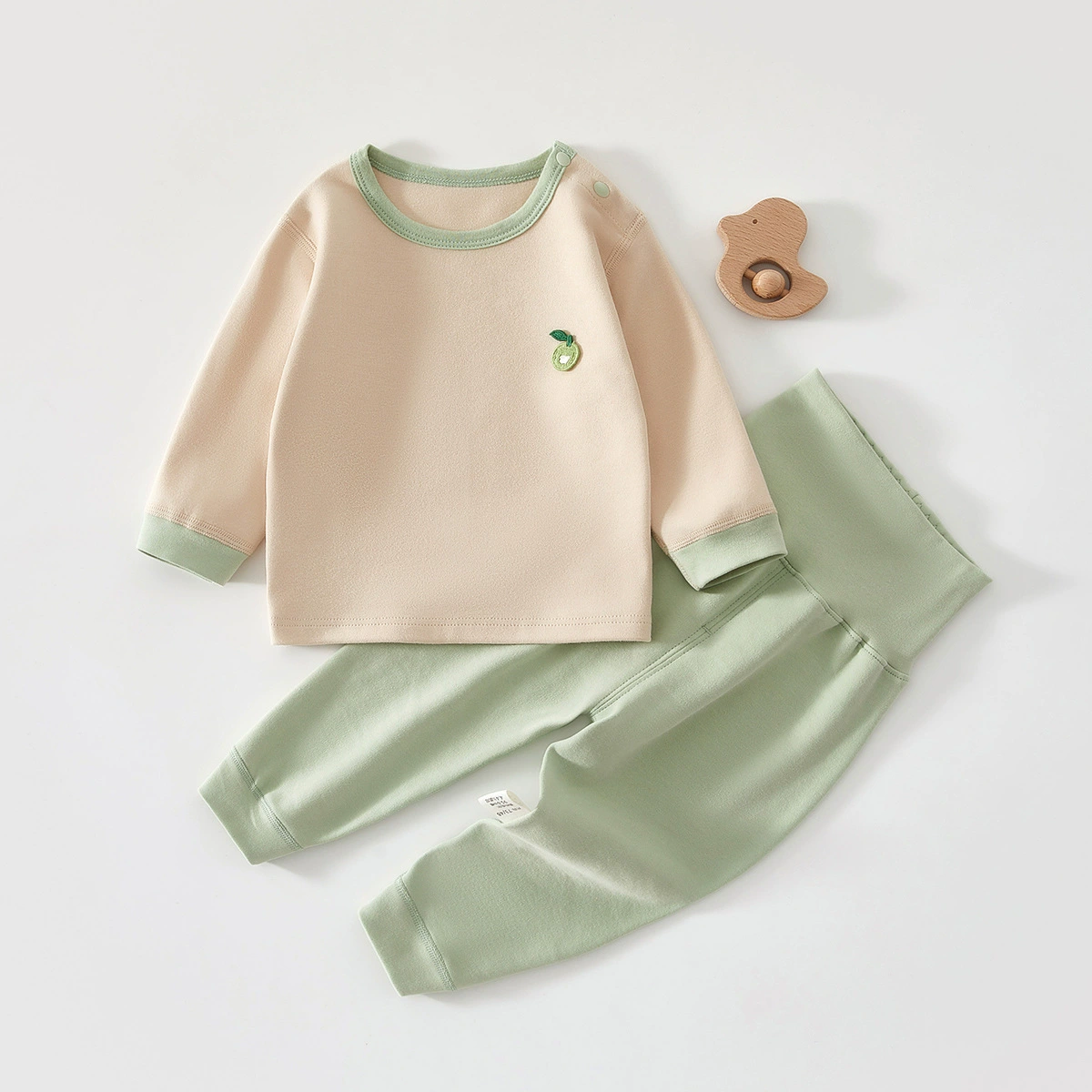 Детская одежда, весенне-осенняя детская пижама с высокой талией и защитой живота, осенне-зимний пуловер, базовый термобелье, разделенный комплект