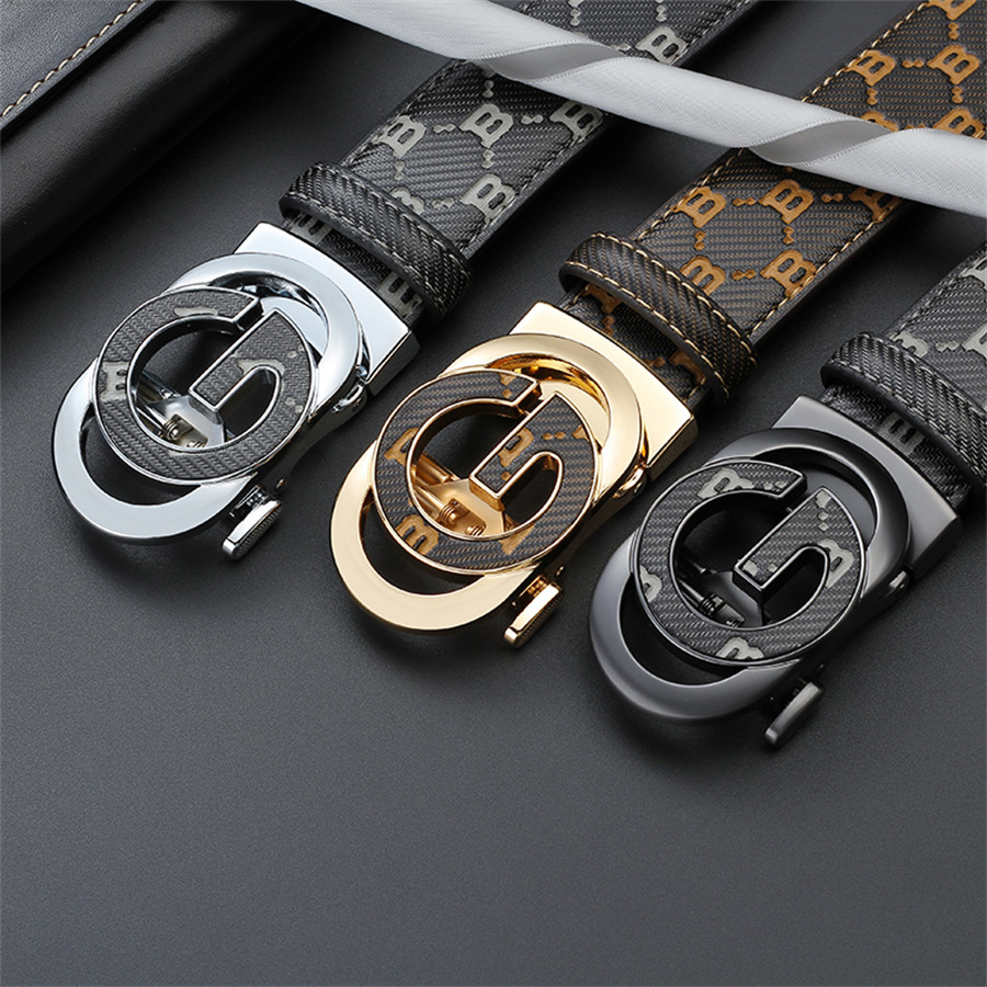 Genuine Leather Men's Belt With Automatic Buckle For Casual Wear_voghion.com