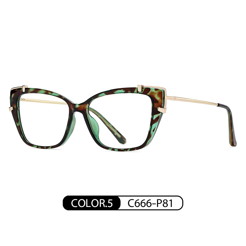 Comercio exterior nuevo Marco de las gafas TJ876 moda europea y americana ojo de gato gafas lisas TR + metal mixto anti-azul gafas de luz