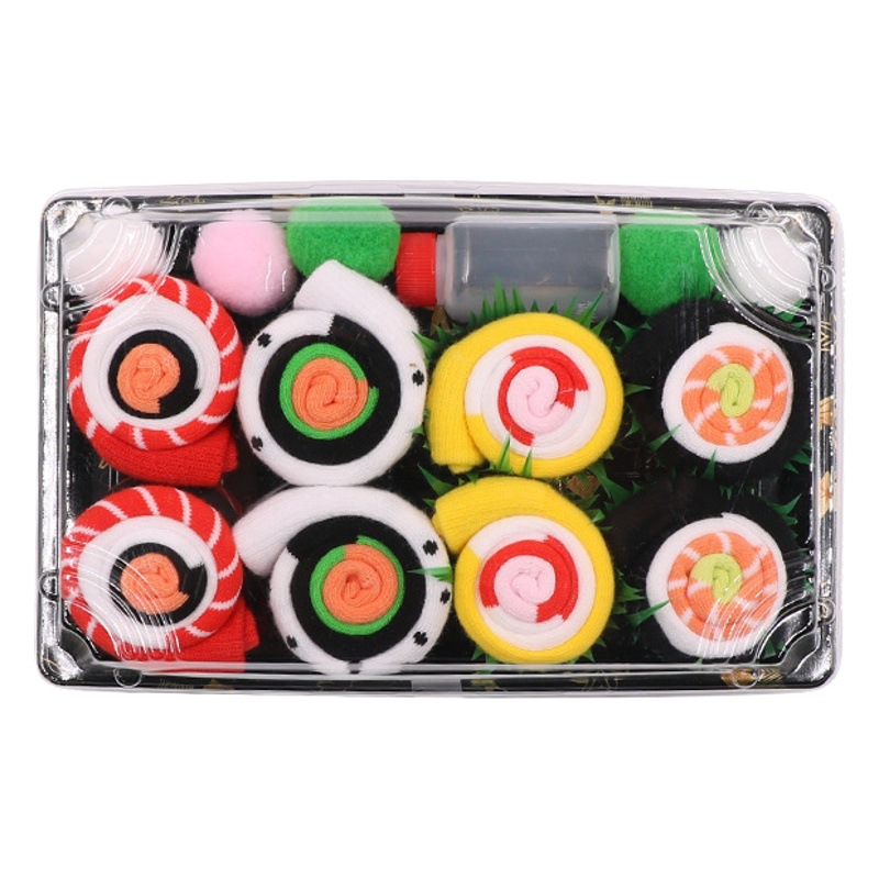 Calcetines de sushi calcetines de moda de media pantorrilla calcetines de Navidad de algodón peinado regalo de Navidad en caja calcetines casuales de moda de pareja alta