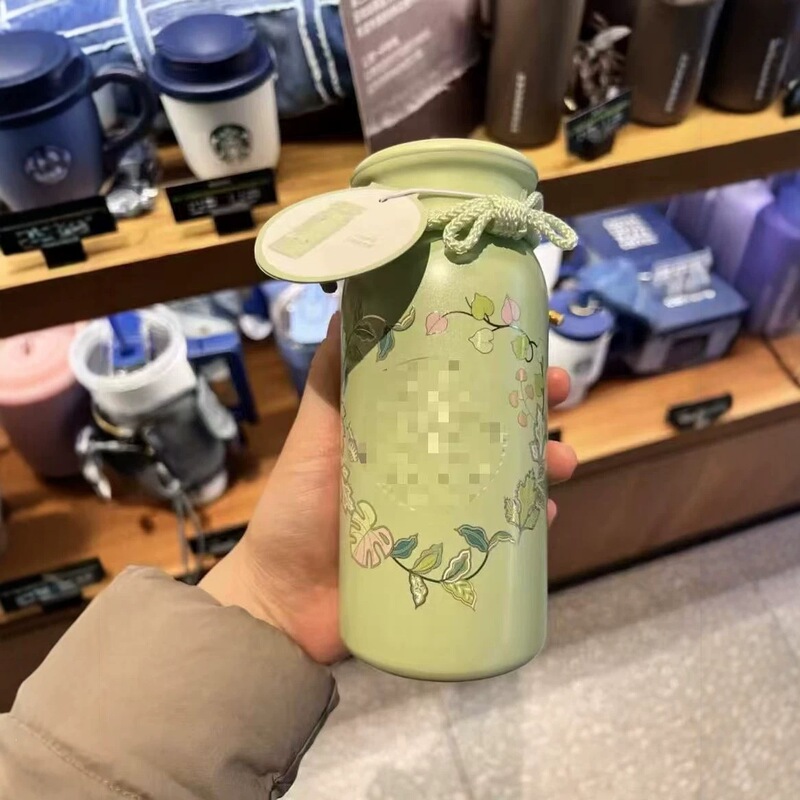 New Starbucks Spring Series, Spring Pattern Series, Compact Milk Bottle-Shaped Thermos Cup, Starbucks