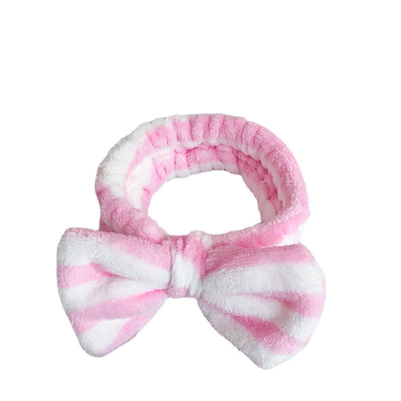 Europa y los Estados Unidos ondulado punto de leopardo coral mariposa fin correa de cabello mujer lavado cara banda de cabello rayas transfronterizas peluche adornamientos para el cabello al por mayor