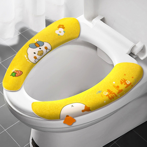 Wholesale cartoon toilet seat with handle, winter warm toilet seat cover, environmentally friendly TPE adhesive style, independent packaging, direct sales