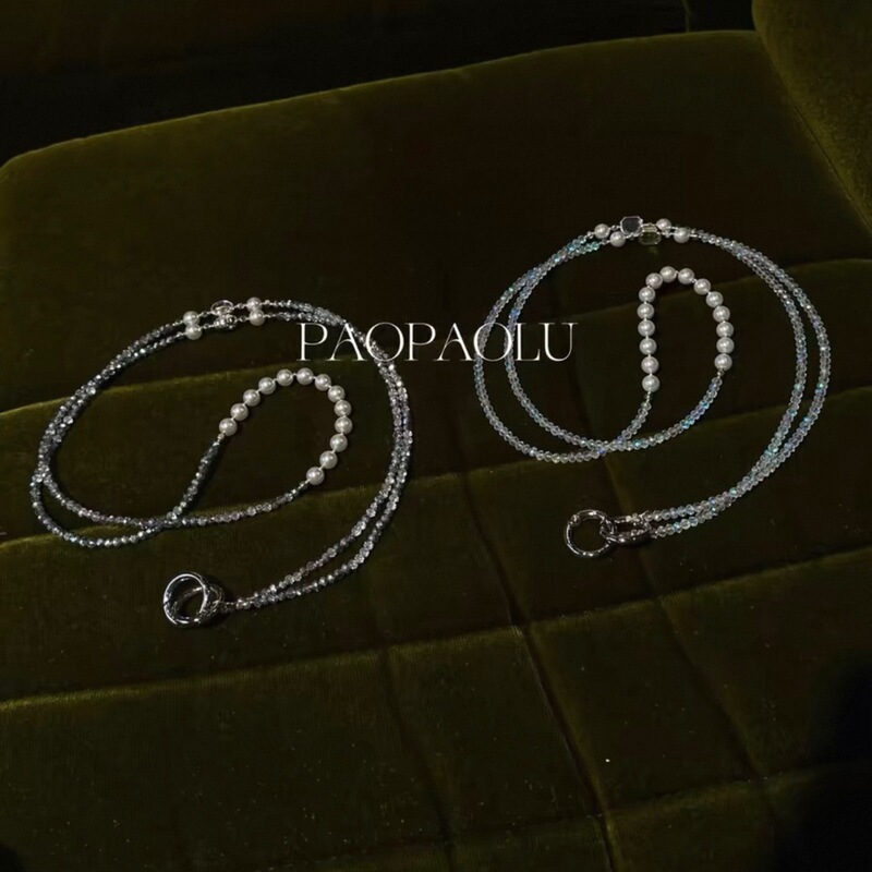 Light Luxury Style Crossbody Chain Crystal Square Crossbody Mobile Phone Chain Daily Versatile Women's Decorative Accessories Super Flash Beaded Bracelet