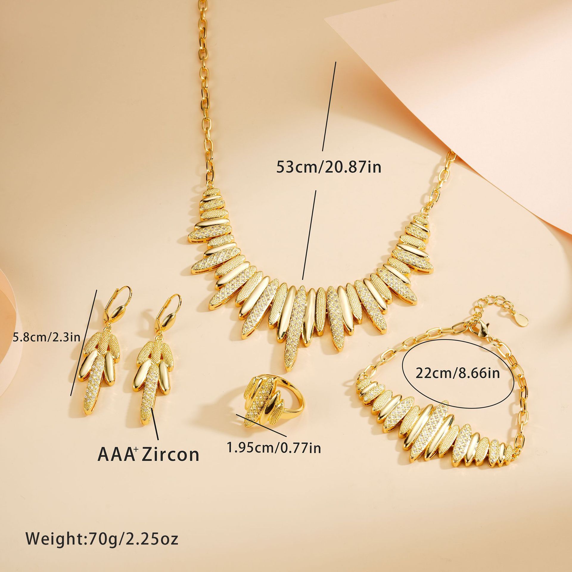 Joyas populares europeas y americanas Zircon set collar de moda de alta gama pendientes pulsera anillo accesorios de banquete set de cuatro piezas mujeres