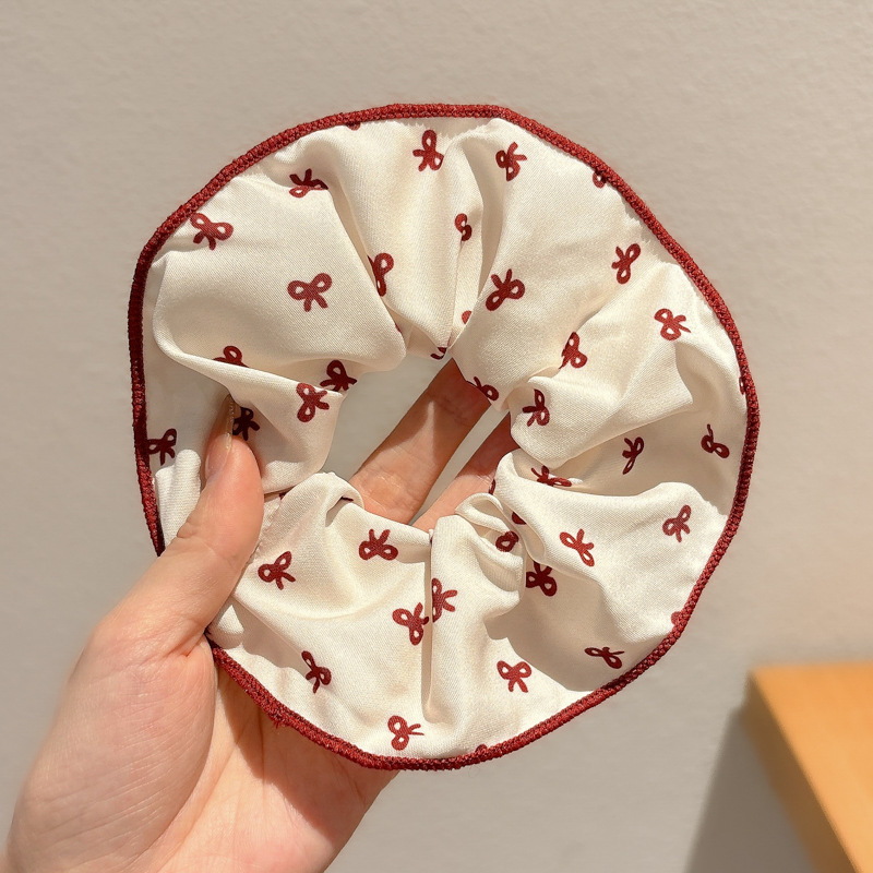 Satín coreano anillo de cabello de intestino grande mujer de moda cuerda de cabeza de alta calidad temperamento flor de cabello bola de cabello toque de cabeza