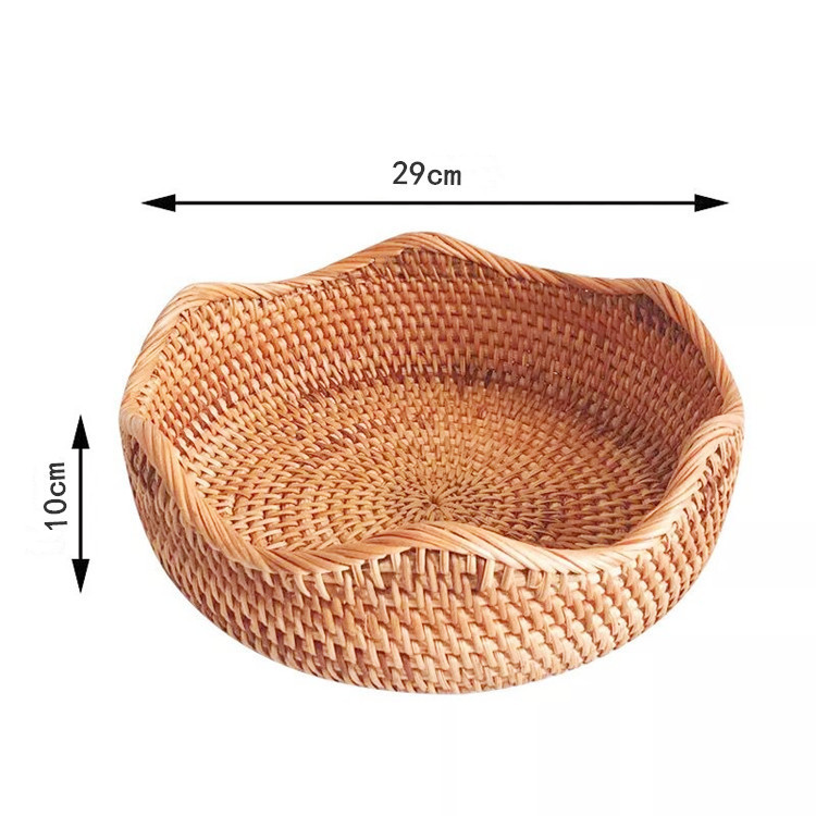 Cesta de almacenamiento de caña vietnamita Cesta de frutas trenzadas caseras Cesta de pan al vapor Cesta de aguja trenzada de caña