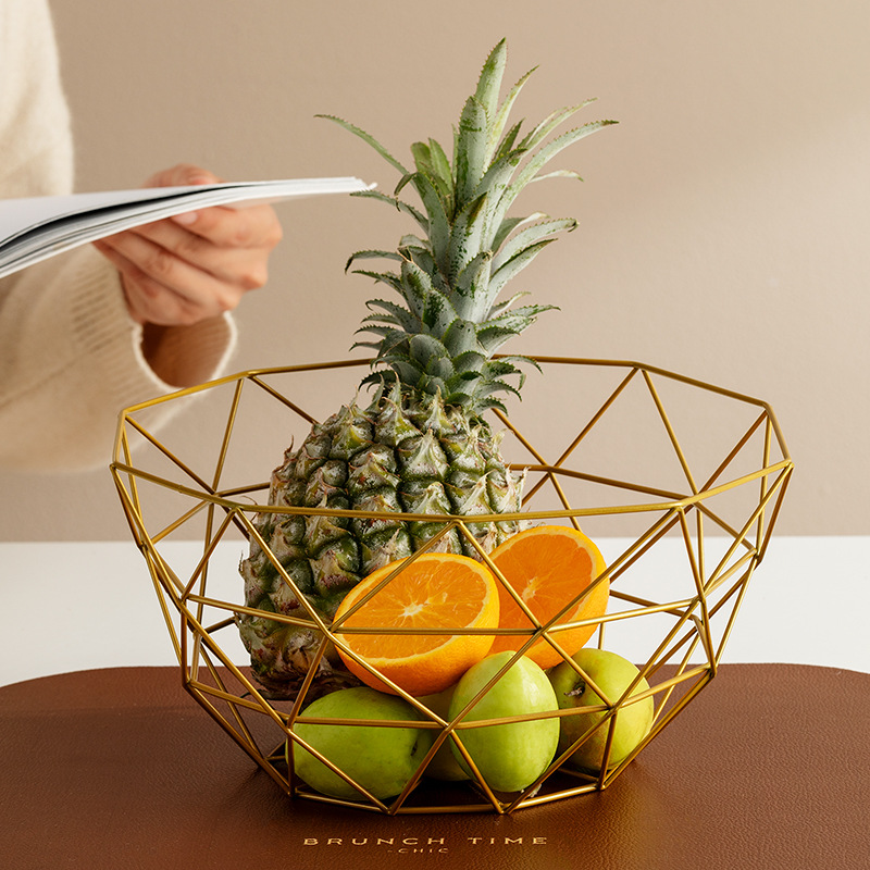 Liquidación: Cesta de Frutas de Hierro Forjado, Estilo Nórdico, Plato de Frutas para Mesa de Centro de Sala de Estar, Cesta de Almacenamiento de Aperitivos Moderna y Creativa para el Hogar