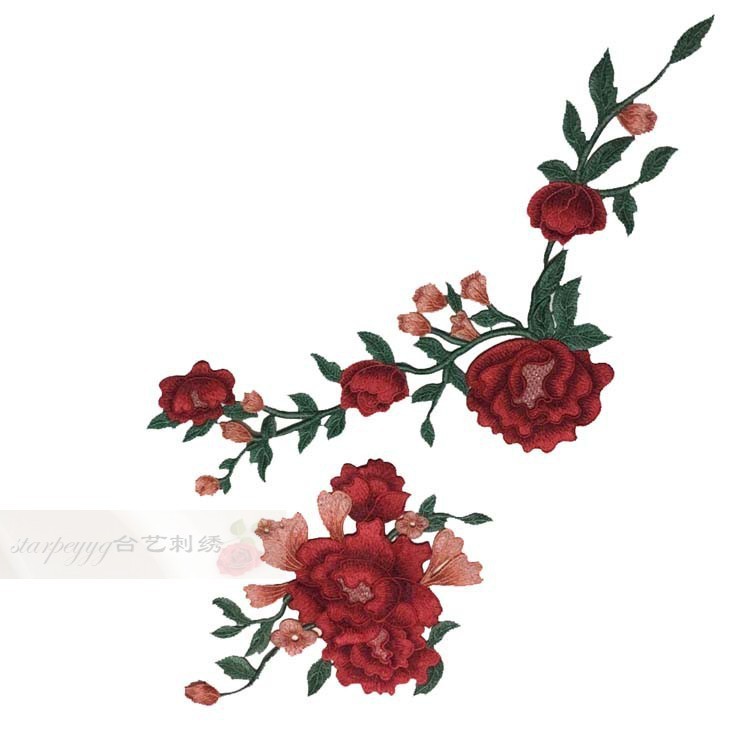 厂家直销民族风大美丽刺绣花朵旗袍古典戏装辅料个性DIY布贴缝制