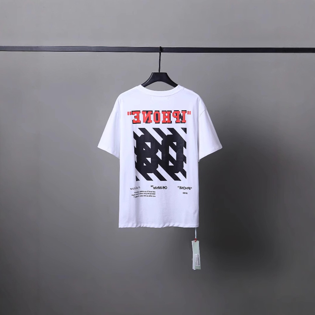 2024春夏新款 OW 数字图案箭头圆领套头短袖男款一件批发代发