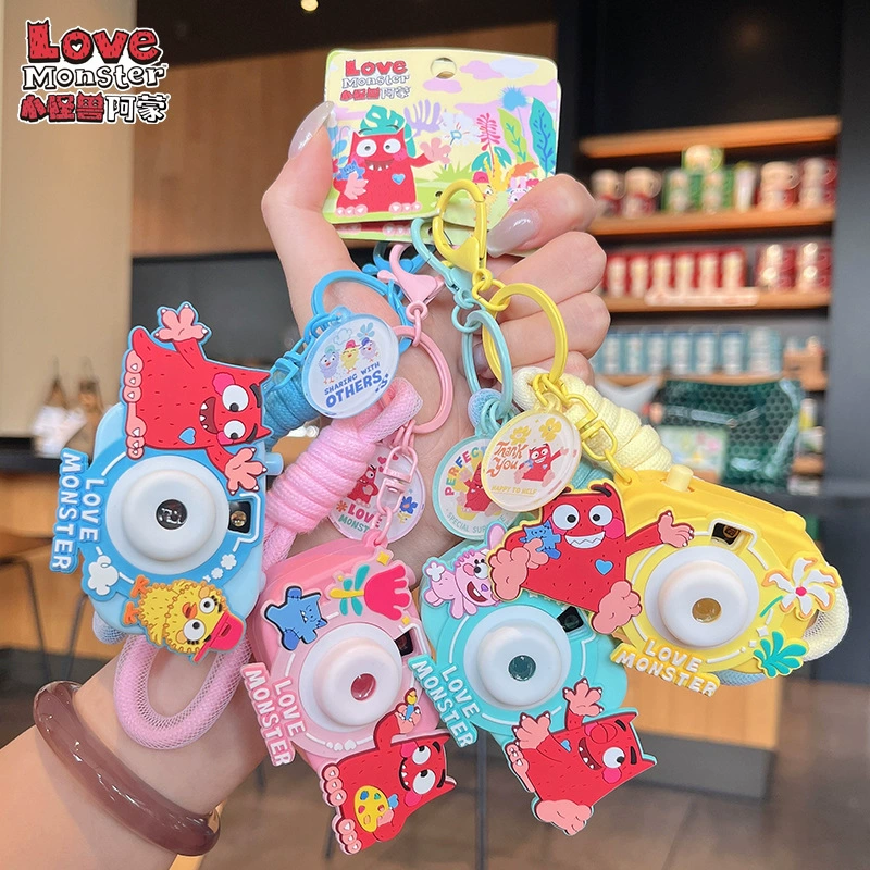 Genuine Cartoon Little Monster Amon Projection Camera Keychain Pendant Cute Bag Keychain Small Gift