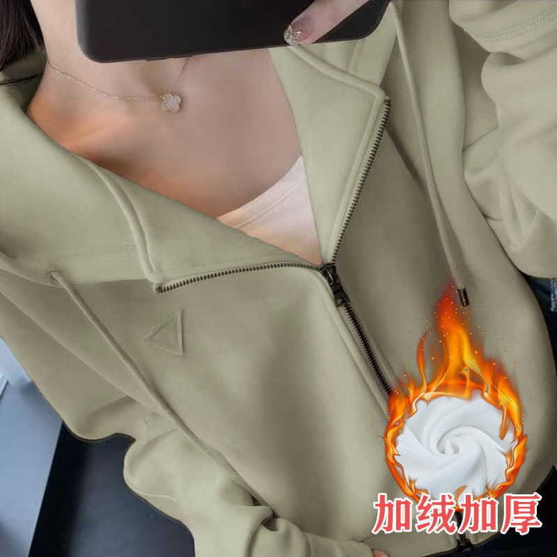 MANCAIDI拉链开衫高品质五明治空气层面料棉外套连帽卫衣女秋新款|undefined