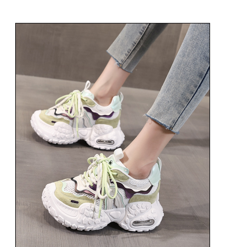 Giày sneaker nữ đế dày tăng chiều cao, lưới thoáng khí, phong cách thể thao — Màu tím chi tiết 12