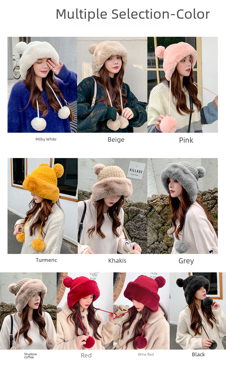 Dames wintermuts met pompon warme gebreide muts voor de herfst_voghion.com