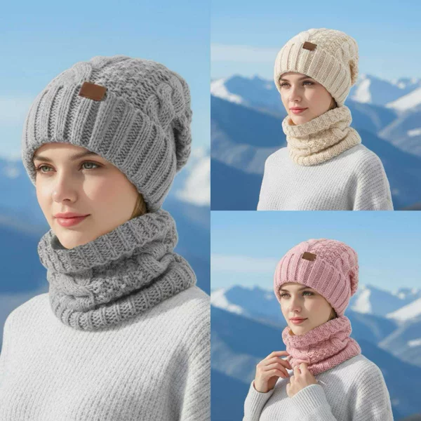 Adult women's autumn and winter knitted hat, cute and fashionable, fleece-lined ear protection hat, versatile and trendy, warm winter woolen hat