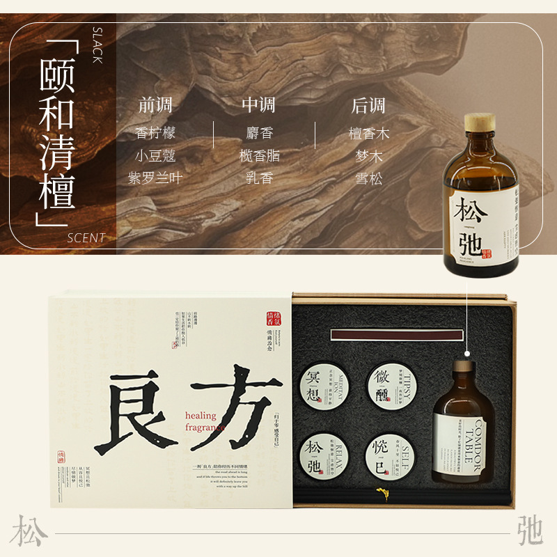 香圣良方无火香薰礼盒复古茶蜡香薰蜡烛套装高级香氛国潮室内香熏|undefined