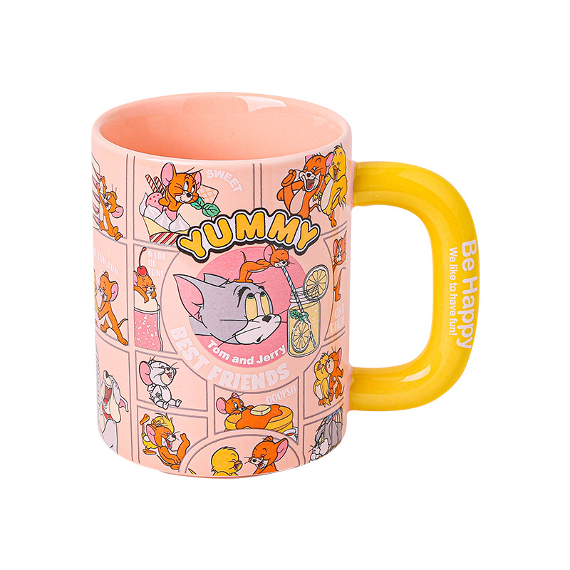 Taza de cerámica para gatos y ratones Taza para beber para el hogar de dibujos animados 2025 Taza de oficina nueva Taza de leche con valor nominal