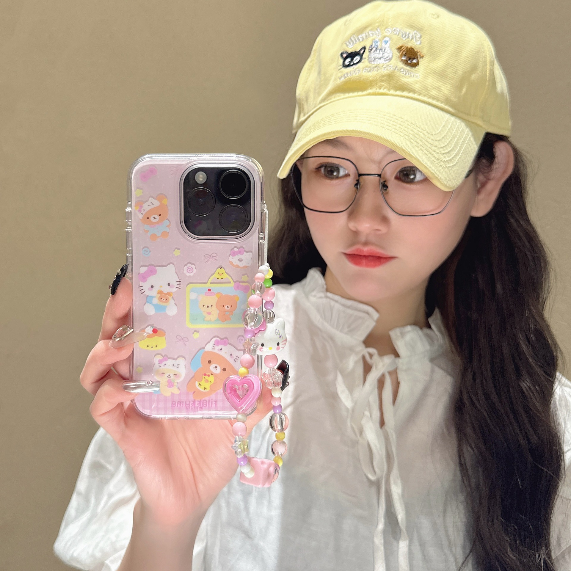 Chica corazón oso rosa para Apple 16ProMax funda para teléfono móvil 15Pro/14Pro Mujer 13 dibujos animados 15PM