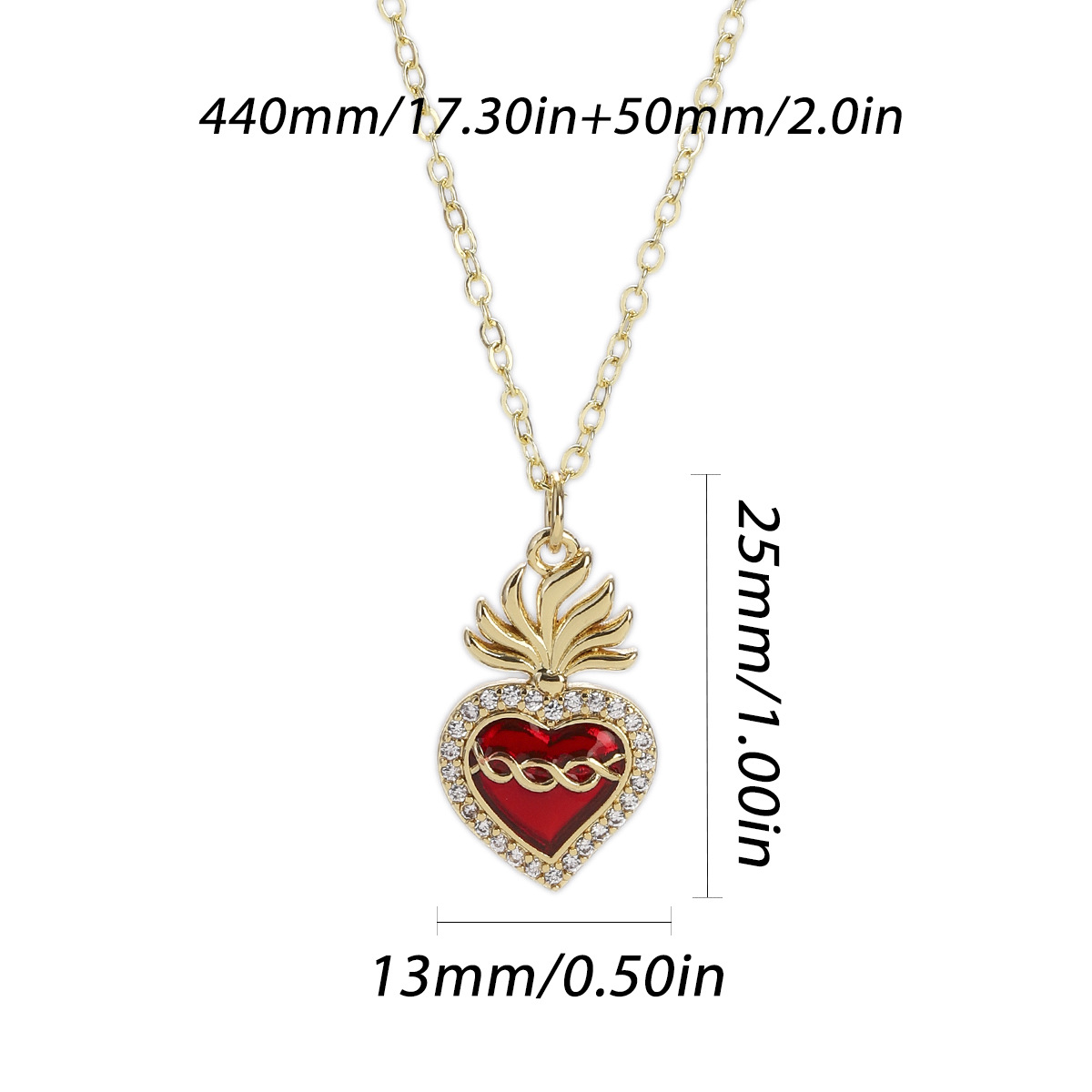 17g Weight Pendant, Chain Jewelry Making Type Copper Chain Material 1 Piece Quantity Holiday, Street Occasion Copper Material Heart Shape Pattern Unisex Gender Plating Design Retro, Simple Style Style 1 Piece Copper Heart Shape Pendant Chain 5