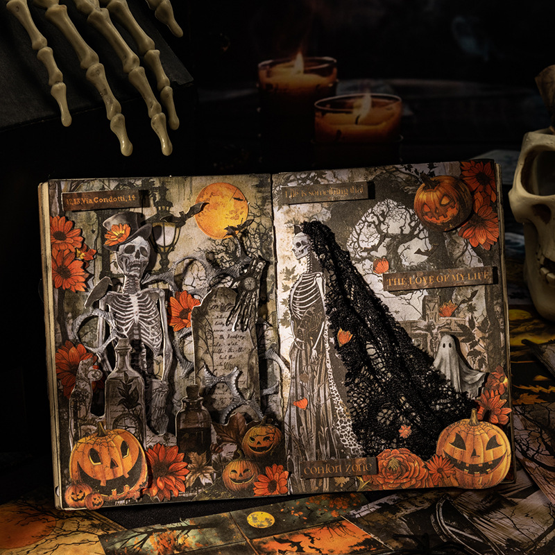 Ketchup Girl Material de doble cara Papel Ghost Notes Series Halloween Calabaza Libro de material de doble cara