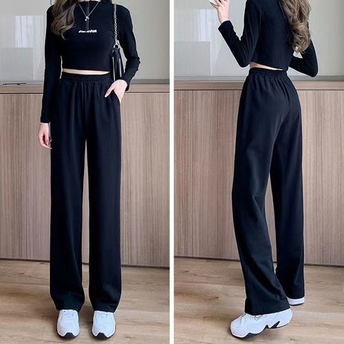 Women's Summer Thin Wide Leg Pants, Loose and Slimming High-Waisted Tapered Straight Leg Casual Pants for Plus Size Women