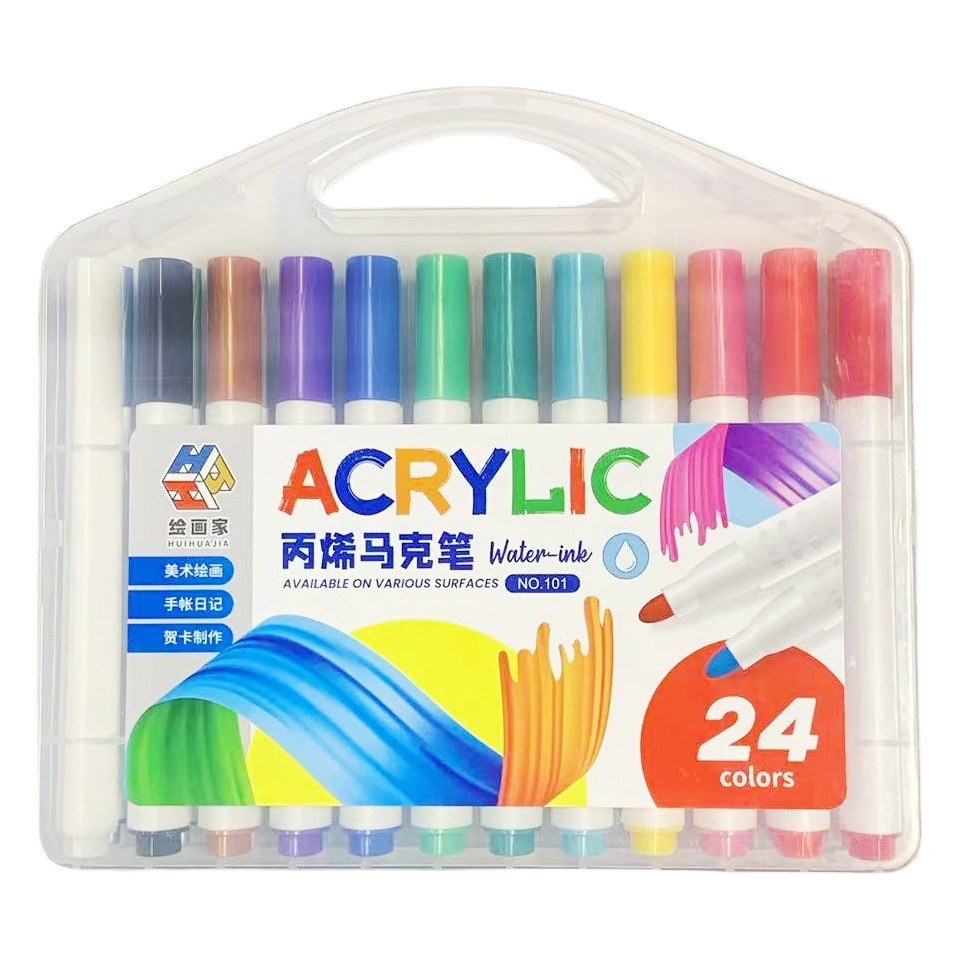 Marcador de acrílico impermeable apilable niños traje acuarela pluma tela cerámica madera piedra graffiti marcador