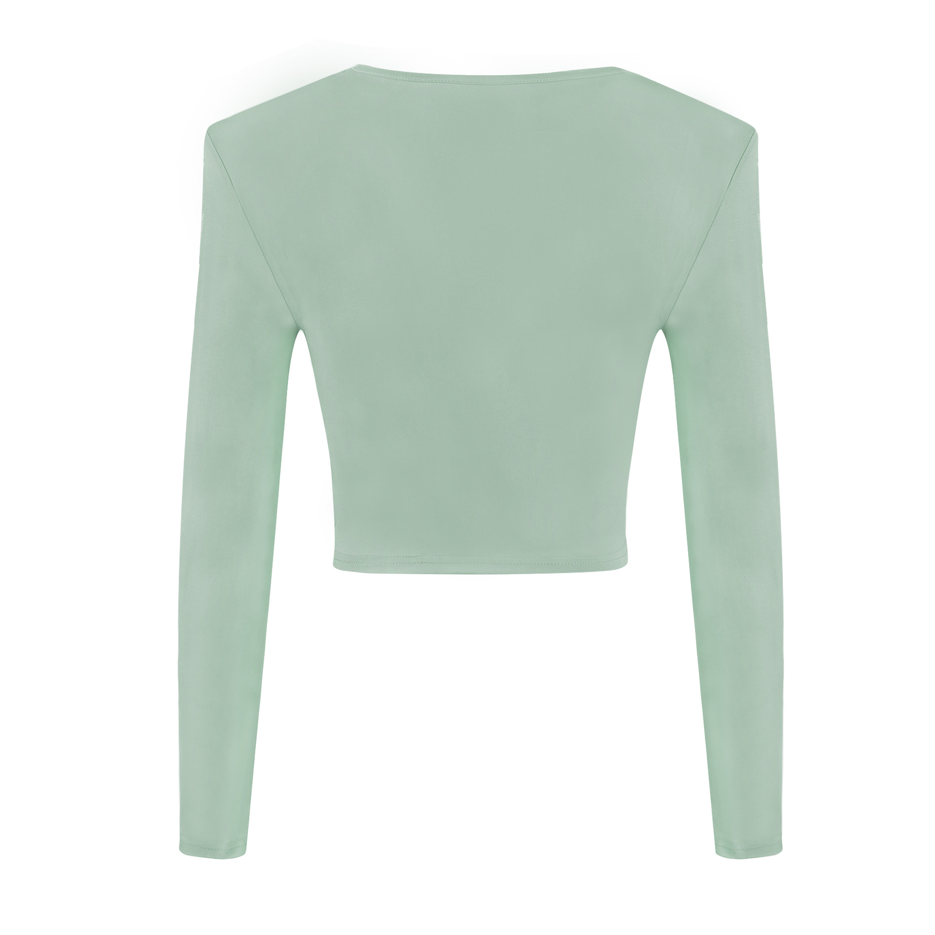 Solid Color Pleated Long-Sleeved Shoulder Pad T-Shirt NSHML111022
