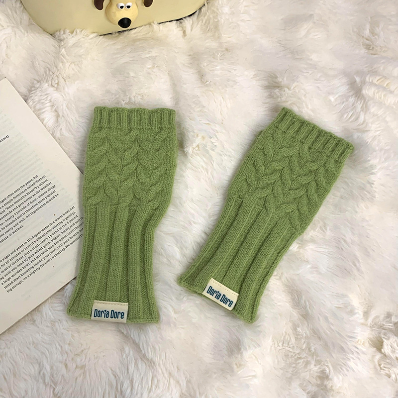 Guantes de medio dedo otoño y invierno nueva linda chica girando dedos de tela táctil tejido de lana mitad de muñeca caliente