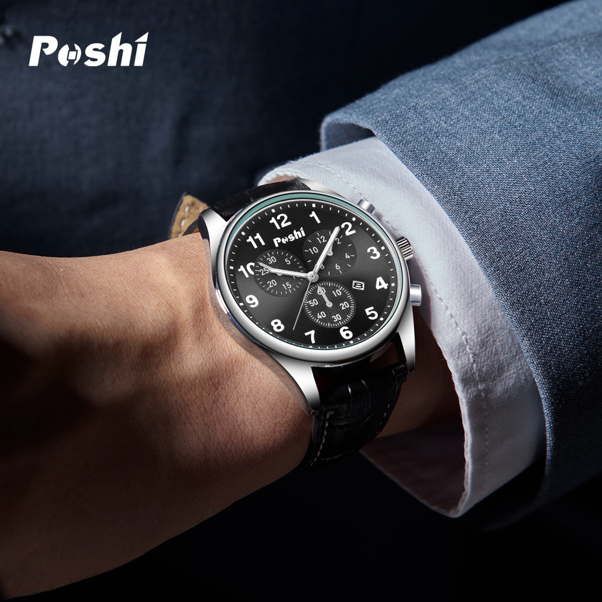 Nuevo reloj suizo para hombre, reloj de cuarzo deportivo de tres ojos decorativo, cinturón de calendario luminoso de moda, reloj para hombre