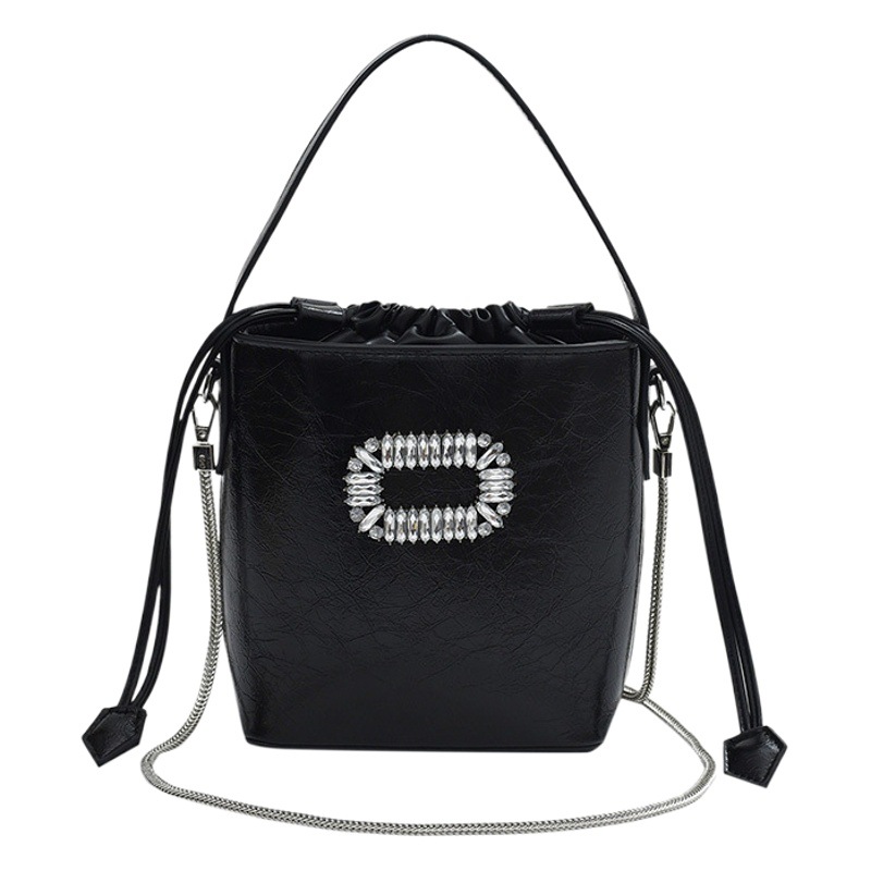Bolso de cubo popular de este año 2023 verano nuevo bolso de cadena bolso de estilo occidental incrustado en diamantes bolso de hombro de las mujeres bolsa de mensajero