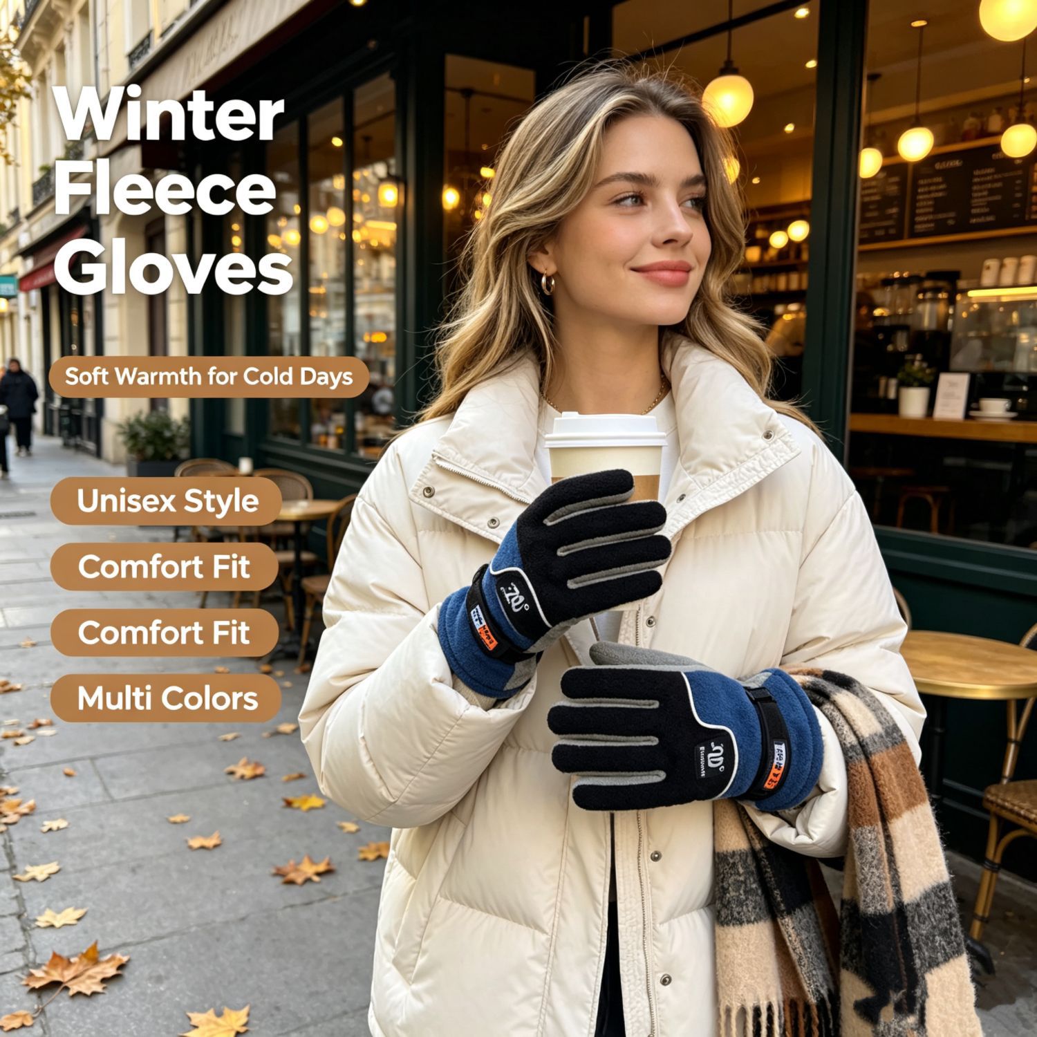 Winter warm cycling gloves, thickened fleece lining, windproof and cold-resistant, unisex, suitable for electric bikes, outdoor activities, and mountaineering