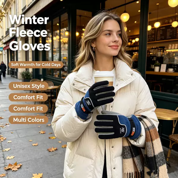Winter warm cycling gloves, thickened fleece lining, windproof and cold-resistant, unisex, suitable for electric bikes, outdoor activities, and mountaineering