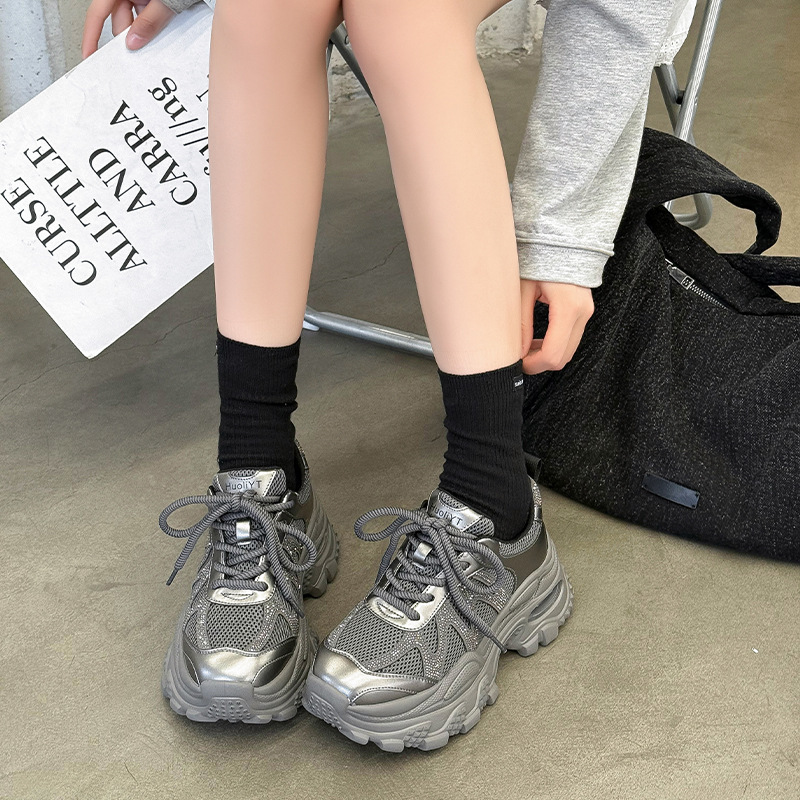厚底增高老爹鞋女2025秋新款轻便透气休闲运动鞋小个子舒适慢跑鞋|undefined