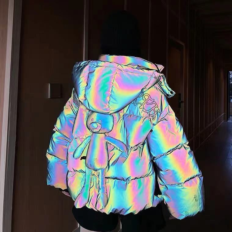 炫彩渐变色反光面料 黑色幻彩反光化纤布服装背包用反光布可裁切